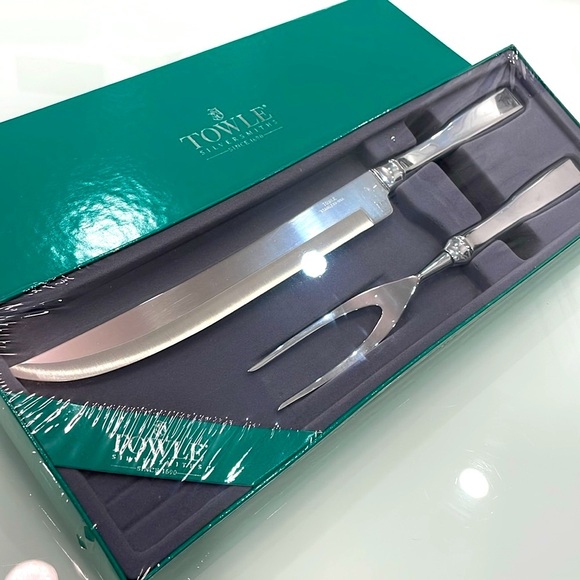 *NEW* Vintage Towle Silversmiths Stainless Steel Carving Set made in USA - Picture 5 of 9
